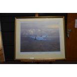 Gerald Coulson 'Birth of a Legend' print of a Spitfire. Signed by artist and Jeffrey Quill, former