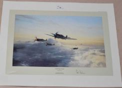 Group of aviation prints by Robert Taylor including 'Flight of Eagles', signed to mount by Adolf