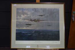 Gerald Coulson 'The First Blow' print of Blenheim Bombers published to mark the 50th anniversary