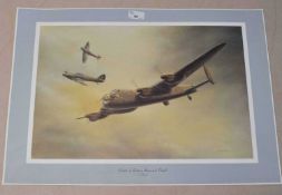 Group of aviation prints including 'Battle of Britain Memorial Flight' by J W Mitchell, 'The