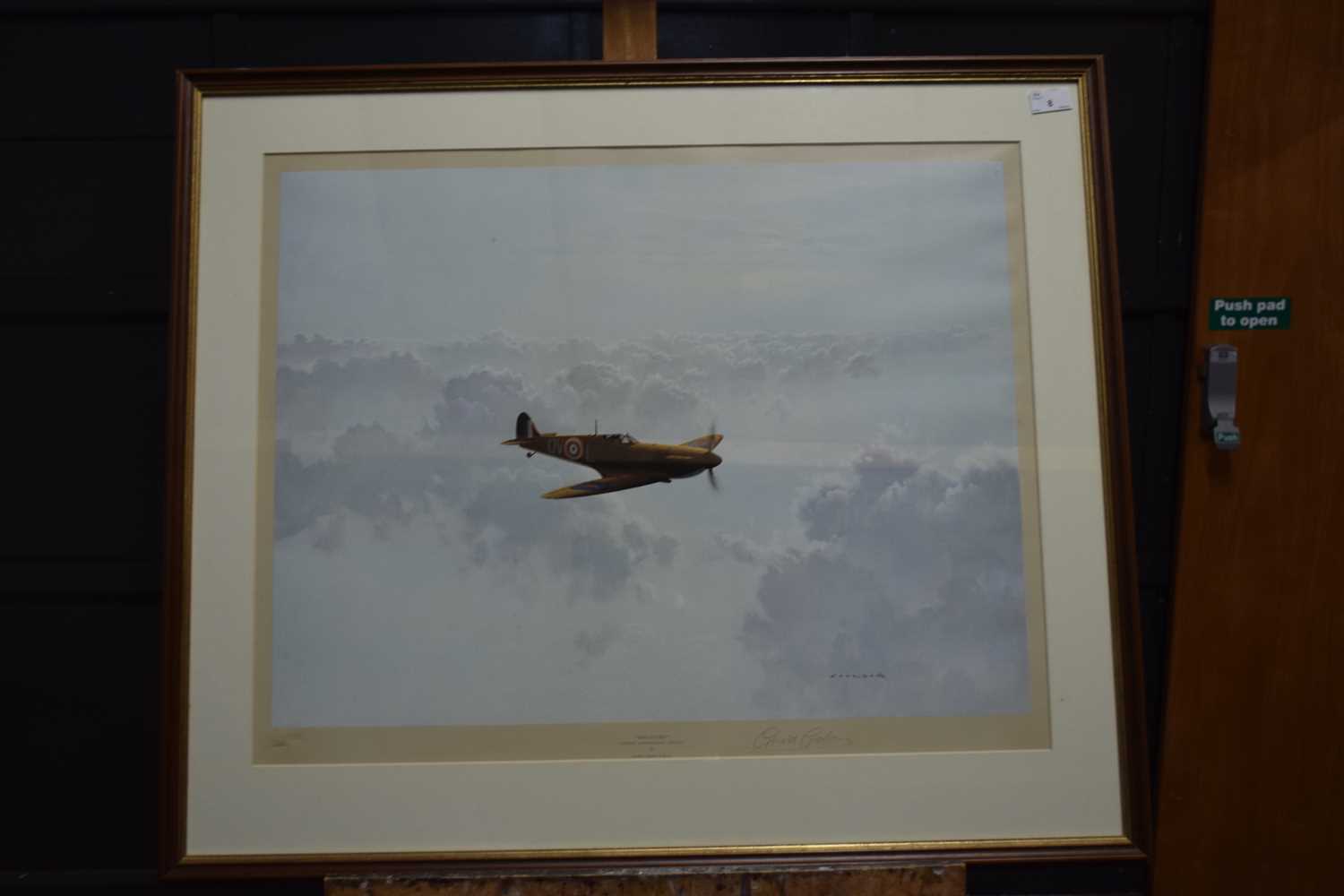 Gerald Coulson 'Solitude' Print of a spitfire. Artist signed to the mount with printers stamp for