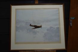 Gerald Coulson 'Solitude' Print of a spitfire. Artist signed to the mount with printers stamp for