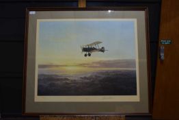 Gerald Coulson 'The Lonely Sky' print of SE5a on dawn patrol. artist signed to mount. Limited