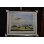 Print entitled 'Debut at Duxford' signed by the artist and air commodore H.I Cozens limited