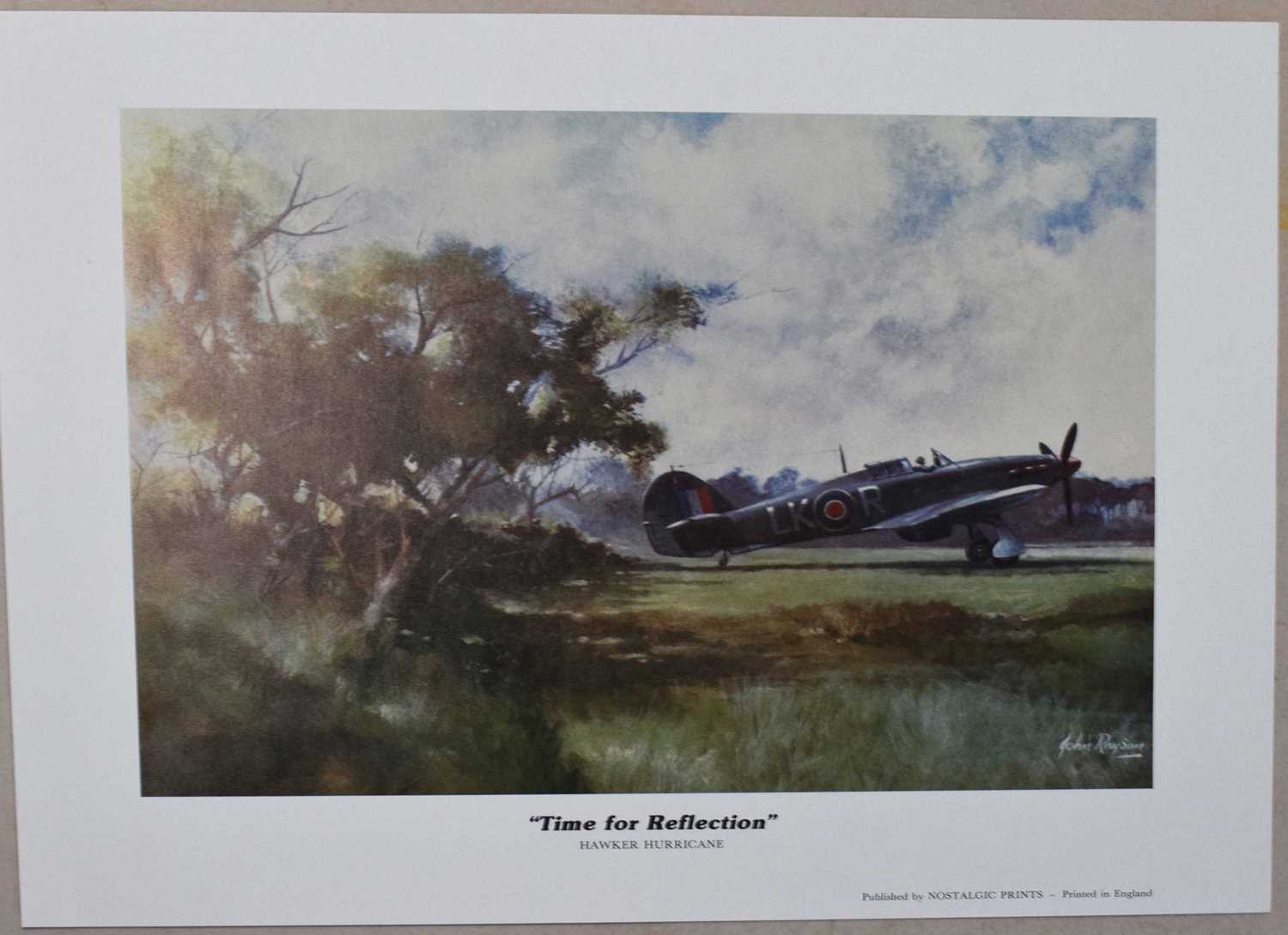 Group of aviation prints, print of a Spitfire by Keith Woodcock, with facsimile signature for - Image 3 of 4