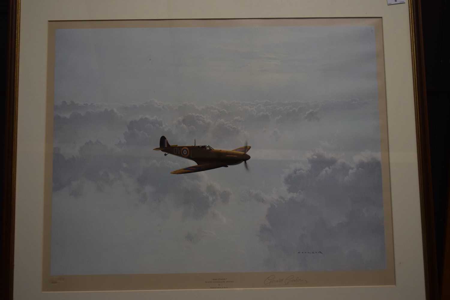 Gerald Coulson 'Solitude' Print of a spitfire. Artist signed to the mount with printers stamp for - Image 2 of 3