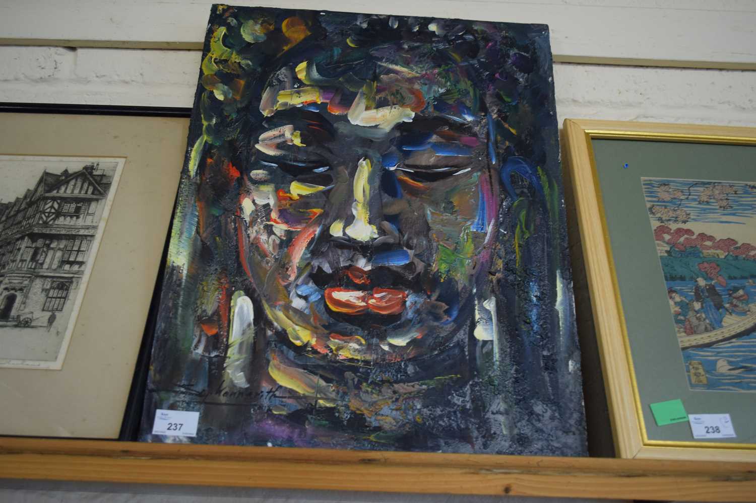 20TH CENTURY FAR EASTERN SCHOOL, STUDY OF BUDDHA'S HEAD, SIGNED LOWER LEFT, SOPKANNERITH, OIL ON