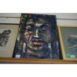 20TH CENTURY FAR EASTERN SCHOOL, STUDY OF BUDDHA'S HEAD, SIGNED LOWER LEFT, SOPKANNERITH, OIL ON