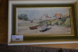 JASON PARTNER, 'A CORNER OF THE VILLAGE, BLAKENEY', WATERCOLOUR, F/G, 26CM WIDE