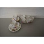 ROYAL CROWN DERBY FLORAL DECORATED PART TEA SET