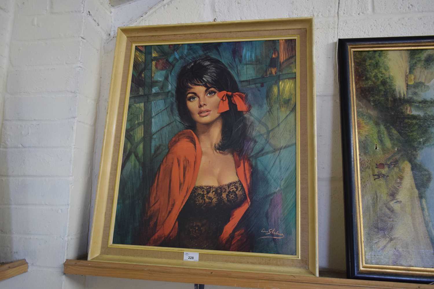 AFTER LOUIS SHABNER, 'MELANIE', VINTAGE COLOURED PRINT, FRAMED