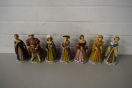 SET OF MODERN CONTINENTAL CERAMIC MODELS OF HENRY VIII AND HIS WIVES BY ALFRETTO