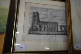 'THE SOUTH EAST PROSPECT OF CROMER CHURCH 1787', BLACK AND WHITE ENGRAVING, F/G