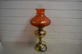 BRASS BASED OIL LAMP CONVERTED TO ELECTRICITY