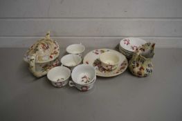 QUANTITY OF 19TH CENTURY ROSE PATTERNED TEA WARES