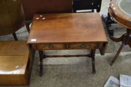 MAHOGANY VENEERED DROP LEAF COFFEE TABLE, 56CM WIDE