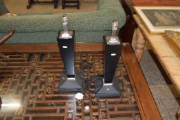 PAIR OF MODERN BLACK FINISH TABLE LAMPS