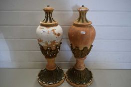 PAIR OF ARCHITECTURAL BALUSTER STYLE CERAMIC TABLE LAMP BASES