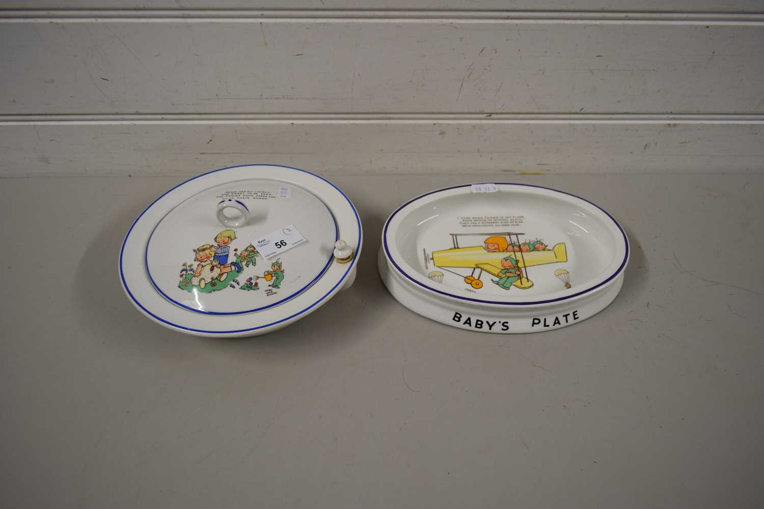 SHELLEY MABEL LUCIE ATTWELL CHILDREN'S WARMING DISH WITH LID AND FURTHER OVAL BABY'S PLATE