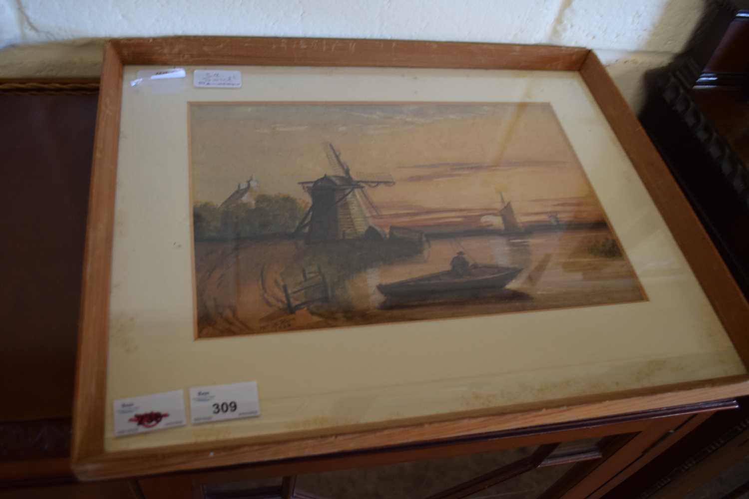 W H HUNT, STUDY OF A RIVER SCEEN WITH WINDMILL, WATERCOLOUR, SIGNED AND DATED 1858, F/G
