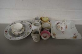 MIXED LOT COMPRISING A ROSENTHAL FLORAL DECORATED DISH, QUANTITY OF GROSVENOR TEA WARES PLUS FURTHER