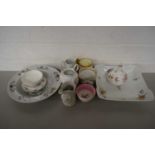 MIXED LOT COMPRISING A ROSENTHAL FLORAL DECORATED DISH, QUANTITY OF GROSVENOR TEA WARES PLUS FURTHER