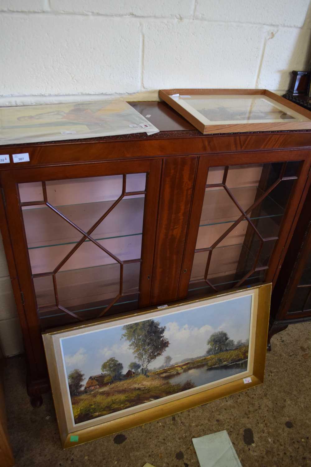 REPRODUCTION MAHOGANY VENEERED ASTRAGAL GLAZED DISPLAY CABINET