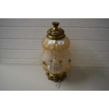 HAND PAINTED OPAQUE GLASS AND BRASS MOUNTED HANGING CEILING LIGHT FITTING