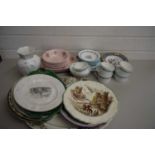 QUANTITY OF VARIOUS CERAMICS TO INCLUDE COALPORT, FLORAL DECORATED TEA WARES, VARIOUS MEAT PLATES,