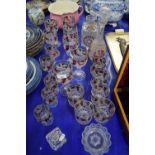 QUANTITY OF MODERN GERMAN RUBY AND CLEAR GLASS DECANTERS AND DRINKING GLASSES