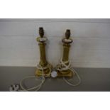 PAIR OF BRASS CORINTHIAN COLUMN TABLE LAMPS