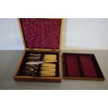 HARDWOOD CUTLERY CASE CONTAINING FISH CUTLERY