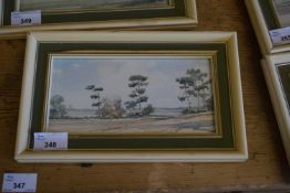 JASON PARTNER, 'PINES AT BLYTHBURGH, SUFFOLK', WATERCOLOUR, F/G, 26CM WIDE