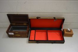 SMALL MAUCHLINE WARE BOX DECORATED WITH HYDE PIER, PLUS FURTHER SMALL BRASS BOUND BOX AND A
