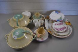 MIXED LOT : SUSIE COOPER COVERED VEGETABLES DISHES, FOLEY WILEMAN COFFEE CUPS AND SAUCERS AND