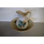 VICTORIAN WASH BOWL AND JUG DECORATED WITH LILY OF THE VALLEY