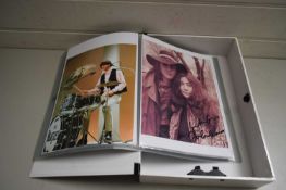 ALBUM OF VARIOUS MUSIC PHOTOGRAPHS, MAINLY BEARING FACSIMILE SIGNATURES TO INCLUDE ELVIS PRESLEY,