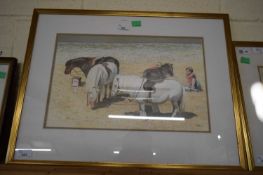 John Hunt (British 20th Century), Hunstanton Beach Ponies, and a further example, Pencil,