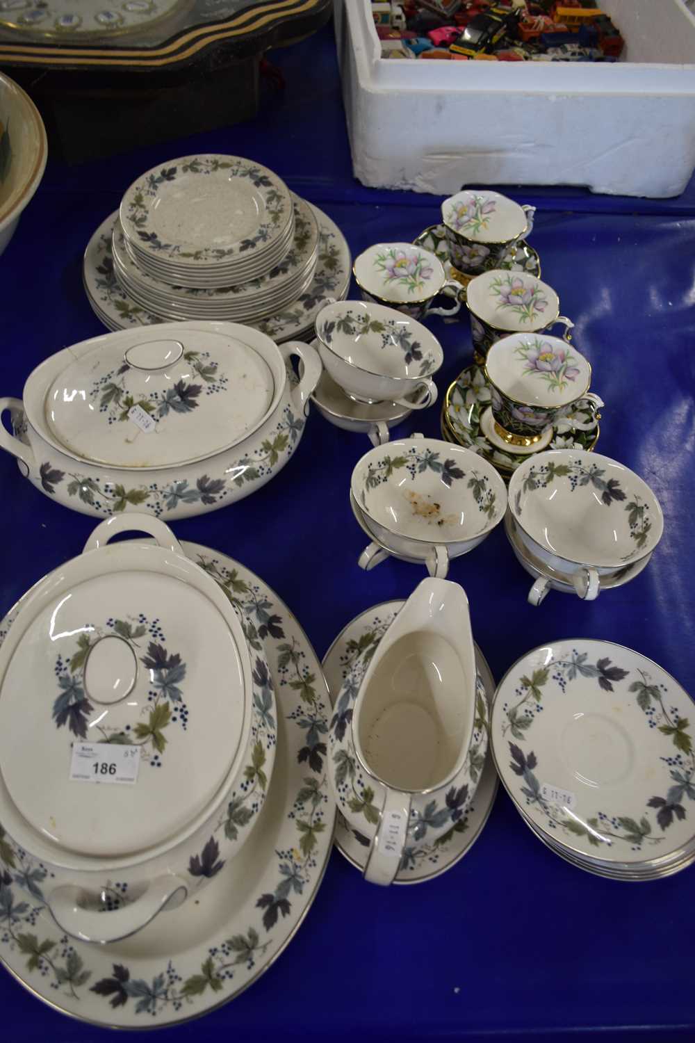 QUANTITY OF ROYAL DOULTON BURGUNDY DINNER WARES TOGETHER WITH ROYAL ALBERT 'PROVINCIAL FLOWERS'