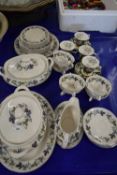 QUANTITY OF ROYAL DOULTON BURGUNDY DINNER WARES TOGETHER WITH ROYAL ALBERT 'PROVINCIAL FLOWERS'