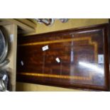 LARGE WOODEN SERVING TRAY WITH AN INLAID DESIGN
