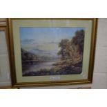 COLOURED PRINT, HIGHLAND SCENE, GILT F/G