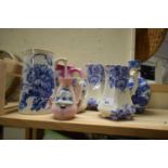 MIXED LOT : VARIOUS DECORATED JUGS AND VASES