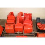 BOX OF RED PLASTIC WORKSHOP TRAYS