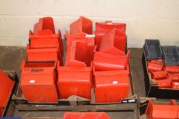 BOX OF RED PLASTIC WORKSHOP TRAYS