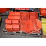 BOX CONTAINING RED PLASTIC WORKSHOP TIDY TRAYS