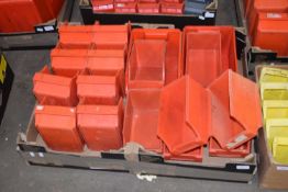 BOX CONTAINING RED PLASTIC WORKSHOP TIDY TRAYS