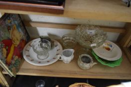 MIXED LOT ASSORTED CERAMICS, GLASS AND A RUPERT ANNUAL BOOK