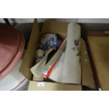 BOX CONTAINING VARIOUS TAPESTRY AND SEWING SUPPLIES