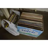 ONE BOX AND ONE BAG OF ASSORTED RECORDS